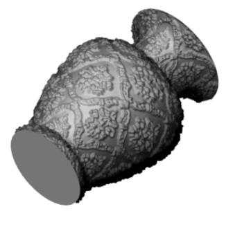 Simulated Bidirectional Texture Functions with Silhouette Details